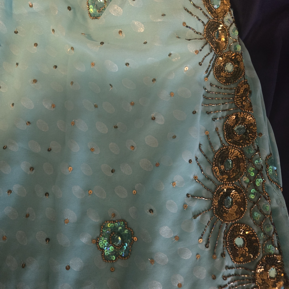 Embellished Teal and Gold Dress
